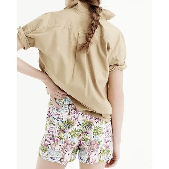 $80 J.Crew Sailor short in harbor print-G5218-Linen/TENCEL® lyocell-sz 00 - Picture 2 of 8